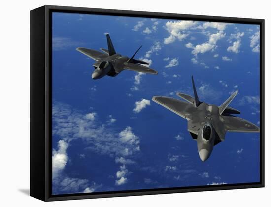 U.S. Air Force F-22 Raptors in Flight Near Guam-Stocktrek Images-Framed Stretched Canvas