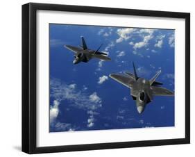 U.S. Air Force F-22 Raptors in Flight Near Guam-Stocktrek Images-Framed Photographic Print