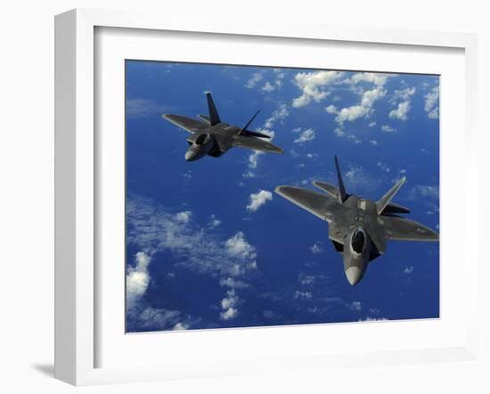 U.S. Air Force F-22 Raptors in Flight Near Guam-Stocktrek Images-Framed Photographic Print