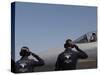 U.S. Air Force Senior Airmen Salute the Captain during Sentry Eagle, August 11, 2007-Stocktrek Images-Stretched Canvas