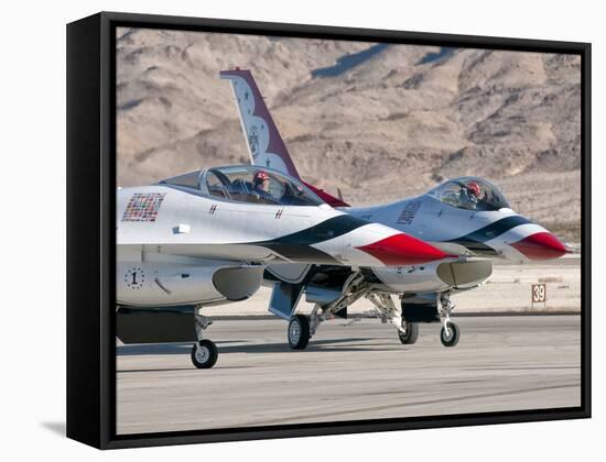 U.S. Air Force Thunderbirds on the Ramp at Nellis Air Force Base, Nevada-Stocktrek Images-Framed Stretched Canvas