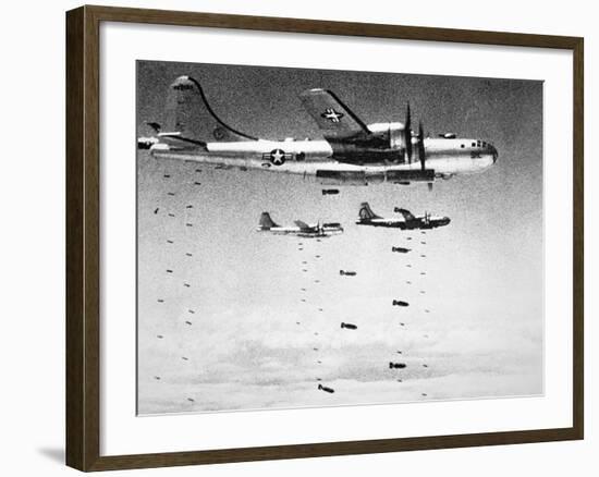 U.S. Airforce B-29 Superfortresses Drop Bombs on North Korea, 1951-null-Framed Photographic Print