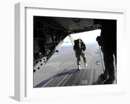 U.S. Airmen Jump from a CH-47 Chinook Over Nevada-Stocktrek Images-Framed Photographic Print