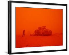 U.S. Army 3rd Infantry Division Sgt. Steven Brussel Leans into the Wind-null-Framed Photographic Print