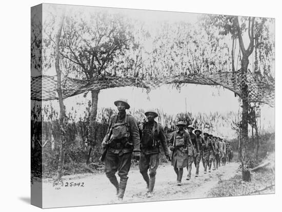 U.S. Army Infantry Troops Marching Northwest of Verdun, France, in World War I, 1918-null-Stretched Canvas