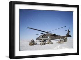 U.S. Army Paratroopers Pull Security after Exiting a Uh-60 Black Hawk-null-Framed Photographic Print