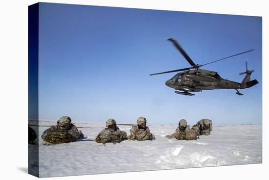 U.S. Army Paratroopers Pull Security after Exiting a Uh-60 Black Hawk-null-Stretched Canvas