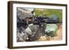 U.S. Army Soldier Fires at a Target with a M4 Carbine Rifle-null-Framed Photographic Print