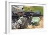 U.S. Army Soldier Fires at a Target with a M4 Carbine Rifle-null-Framed Photographic Print