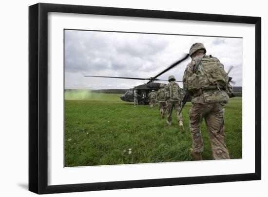 U.S. Army Soldiers Board a Uh-60 Black Hawk Helicopter-null-Framed Premium Photographic Print
