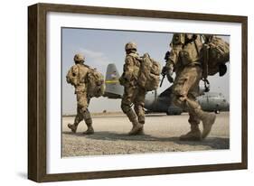 U.S. Army Soldiers Make their Way to a C-130 Hercules-null-Framed Photographic Print