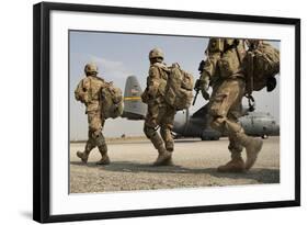 U.S. Army Soldiers Make their Way to a C-130 Hercules-null-Framed Photographic Print