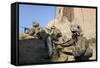 U.S. Army Specialist Conducts a Radio Check in Afghanistan-null-Framed Stretched Canvas