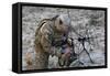U.S. Army Specialist Sets Up Radio Communications-null-Framed Stretched Canvas