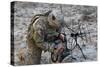 U.S. Army Specialist Sets Up Radio Communications-null-Stretched Canvas