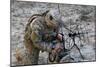 U.S. Army Specialist Sets Up Radio Communications-null-Mounted Photographic Print