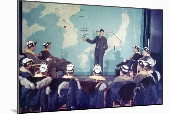 U.S. Bomber Pilots in Pre-Mission Briefing Yokota Air Base Near Tokyo, Japan-null-Mounted Photo