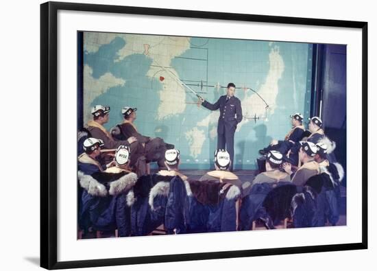 U.S. Bomber Pilots in Pre-Mission Briefing Yokota Air Base Near Tokyo, Japan-null-Framed Photo