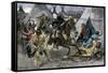 U.S. Cavalry Attacking a Sioux Indian Village, c.1800-null-Framed Stretched Canvas