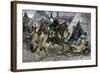 U.S. Cavalry Attacking a Sioux Indian Village, c.1800-null-Framed Giclee Print