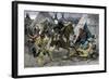 U.S. Cavalry Attacking a Sioux Indian Village, c.1800-null-Framed Giclee Print