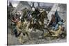 U.S. Cavalry Attacking a Sioux Indian Village, c.1800-null-Stretched Canvas