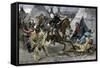 U.S. Cavalry Attacking a Sioux Indian Village, c.1800-null-Framed Stretched Canvas