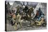 U.S. Cavalry Attacking a Sioux Indian Village, c.1800-null-Stretched Canvas