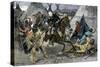 U.S. Cavalry Attacking a Sioux Indian Village, c.1800-null-Stretched Canvas