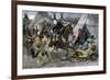 U.S. Cavalry Attacking a Sioux Indian Village, c.1800-null-Framed Giclee Print