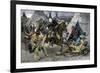 U.S. Cavalry Attacking a Sioux Indian Village, c.1800-null-Framed Giclee Print