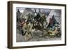 U.S. Cavalry Attacking a Sioux Indian Village, c.1800-null-Framed Giclee Print