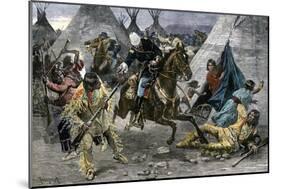 U.S. Cavalry Attacking a Sioux Indian Village, c.1800-null-Mounted Giclee Print