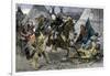 U.S. Cavalry Attacking a Sioux Indian Village, c.1800-null-Framed Giclee Print