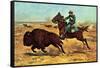 U.S. Cavalry Hunting Buffalo-Charles Shreyvogel-Framed Stretched Canvas