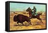 U.S. Cavalry Hunting Buffalo-Charles Shreyvogel-Framed Stretched Canvas