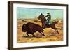 U.S. Cavalry Hunting Buffalo-Charles Shreyvogel-Framed Art Print