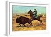 U.S. Cavalry Hunting Buffalo-Charles Shreyvogel-Framed Art Print