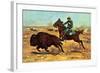 U.S. Cavalry Hunting Buffalo-Charles Shreyvogel-Framed Art Print