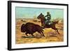 U.S. Cavalry Hunting Buffalo-Charles Shreyvogel-Framed Art Print