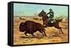 U.S. Cavalry Hunting Buffalo-Charles Shreyvogel-Framed Stretched Canvas