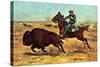 U.S. Cavalry Hunting Buffalo-Charles Shreyvogel-Stretched Canvas