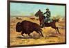 U.S. Cavalry Hunting Buffalo-Charles Shreyvogel-Framed Art Print