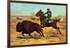 U.S. Cavalry Hunting Buffalo-Charles Shreyvogel-Framed Art Print