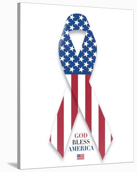 U.S. Flag and Ribbon-null-Stretched Canvas