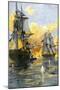 U.S. Fleet of Oliver H. Perry during His Naval Victory over the British on Lake Erie in 1813-null-Mounted Giclee Print