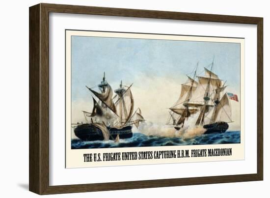 U.S. Frigate United States Capturing H.B.M. Frigate Macedonian-Currier & Ives-Framed Art Print