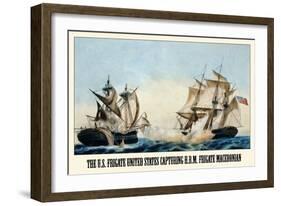 U.S. Frigate United States Capturing H.B.M. Frigate Macedonian-Currier & Ives-Framed Art Print