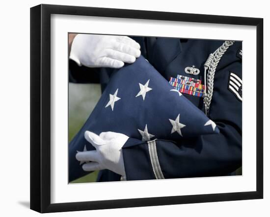 U.S. Honor Guard Performs a Flag Folding Demonstration-null-Framed Photographic Print