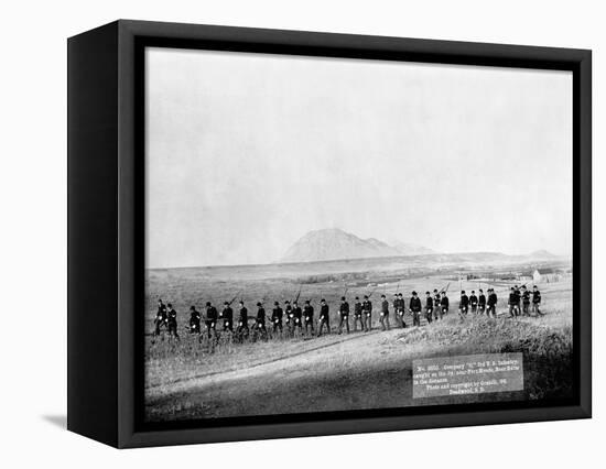 U.S. Infantry Marching Near Fort Meade-null-Framed Stretched Canvas